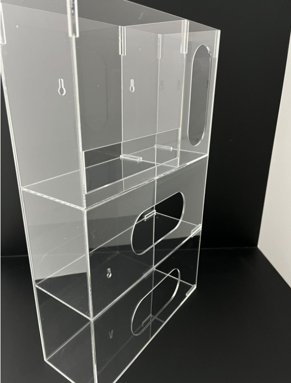 DISPENSADOR DE ACRÍLICO PARA CAJA DE GUANTES QUIRÚRGICOS, PECHERAS Y MASCARILLAS A.2.B. - Imagen 2