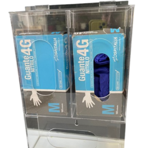 DISPENSADOR DE ACRÍLICO PARA CAJA DE GUANTES QUIRÚRGICOS, TRIPLE. COD: T.1.