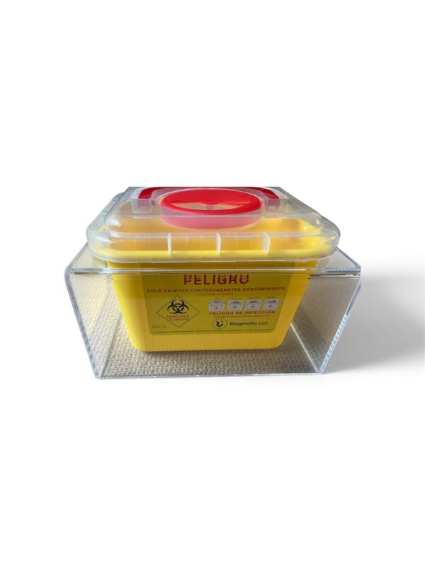SOPORTE DE ACRÍLICO PARA CAJA CORTOPUNZANTE.5 LITROS